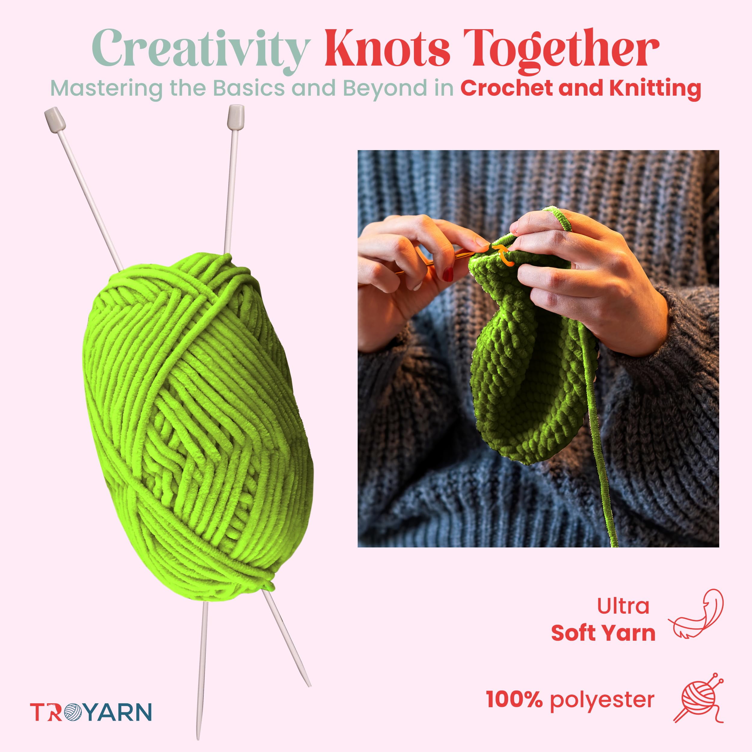 3 Pack Velvet Yarn for Crocheting - Chenille Yarn, 132 Yards Amigurumi Yarn, Fluffy Yarn, Plush Yarn, Baby Blanket Yarn for Crocheting, Size 6