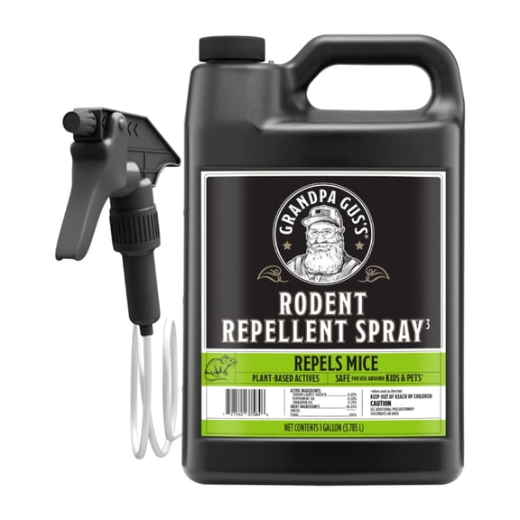 Grandpa Gus's Rodent Repellent Spray, Peppermint & Cinnamon Oil, Prevents Mouse/Rats from Nesting & Chewing on Wires, 1 gallon (1 Bottle)