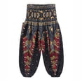 thumbnail image 3 of YONGHS Kids Girls Workout Yoga Bohemian Harem Pants for Beach Sports Gymnastic Dance Active wear Black 9-10, 3 of 7