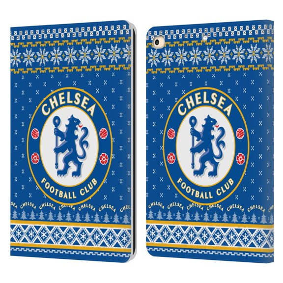 Head Case Designs Officially Licensed Chelsea Football Club Christmas Jumper Pattern 3 Leather Book Wallet Case Cover Compatible with Apple iPad 9.7 2017 / iPad 9.7 2018
