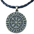 thumbnail image 1 of Collar vikingo Yuyangstore Con Colgante de Escudo Nórdico de acero Para hombre Cuero bronce, 1 of 5