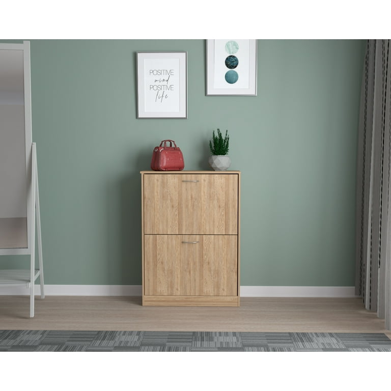 Inval 12 Pair Shoe Storage Cabinet in Amaretto Oak Walmart