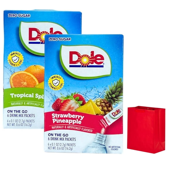 Dole Tropical Splash & Strawberry Pineapple Flavored Drink Mix Zero Sugar Caffeine Free Non-Carbonated Delicious Water Enhancer Powdered Sticks