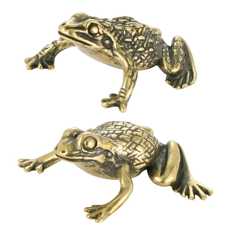 Collectible Brass Mini Frog Miniatures Figurines Vintage Copper Animal Statue 