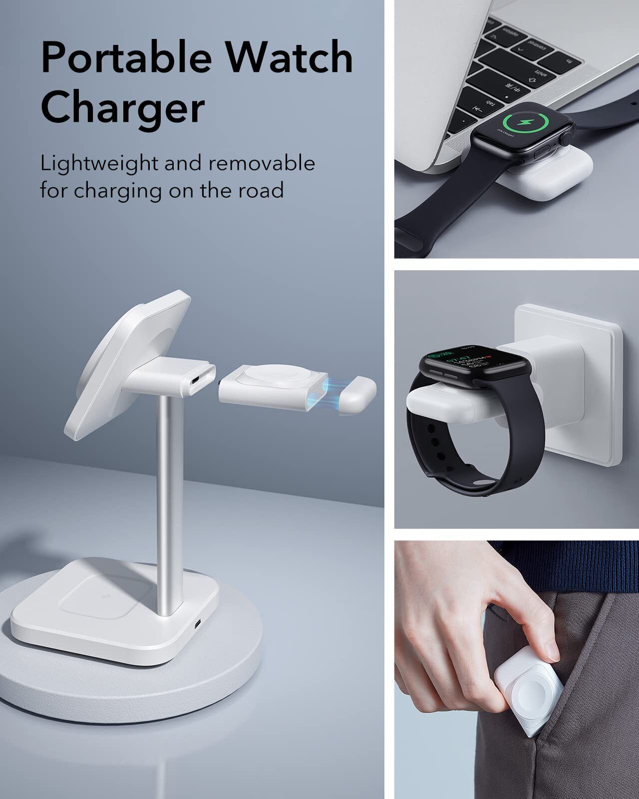 SALE／70%OFF】 ESR 3-in-1 MagSafe Charger Stand (HaloLock), Removable Made  for Apple Watch Certified Charger, MagSafe Charging Station, Magnetic Wireless  Charger, iP