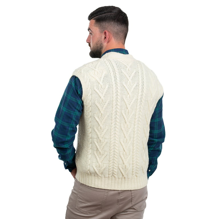 Italian Merino Wool Button-Front Cable Sweater Vest - Williams & Kent