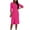 Hot Pink, variant on Womens Formal Dress Summer Casual V-Neck Fold 3/4 Sleeve Back Zipper Skirt Slit Midi Dress Office Cocktail Work Dress