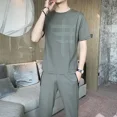 thumbnail image 2 of Conjunto de chándal con camiseta negra para hombre, pantalones de chándal lisos, conjuntos deportivos para gimnasio, ropa de hombre de alta calidad, conjunto elegante de 2 piezas básico, 2 of 5