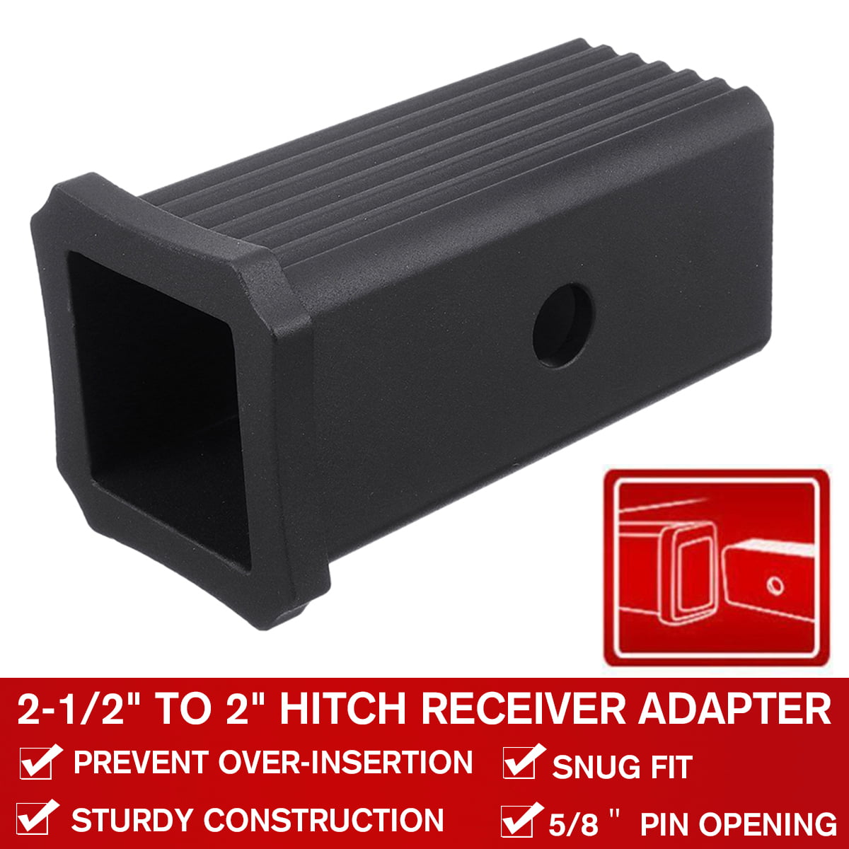 2-1/2 to 2" Adapter Hitch Receiver Sleeve Converter Reducer For RV Trailer Truck