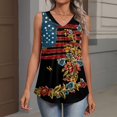 thumbnail image 4 of Kixjoy 250 Anniversary Usa Tank Tops V Neck Trendy Tank Tops Sleeveless Lounge Summer Pleated Shirts Patriotic Cozy Baggy Tank Tops, Multicolor XXL, 4 of 6