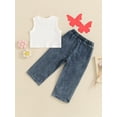thumbnail image 6 of Bagilaanoe 2pcs Toddler Baby Girl Pants Set Ribbed Sleeveless Tank Tops + Jeans Denim Trousers Kids Summer Casual Clothes, 6 of 7