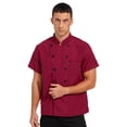 thumbnail image 2 of MSemis Short Sleeves Chef Coat Jacket Uniform for Men Women for Food Service Caterers Bakers and Culinary Red XXL, 2 of 6