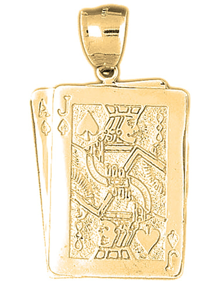 14K Yellow Gold-plated 925 Silver Playing Cards Jewels Obsession Playing Cards King Of Hearts Pendant with 18 Necklace