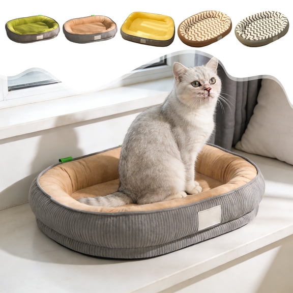 Yhmxh Cat Couch for Pets, Washable Cat Beds for Indoor Cats, Super Soft Plush Supportive Dog Couch Bed, Egg Crate Foam Cat Bed for Puppy and Kitten with Anti-Slip Bottom 19.69x15.75in