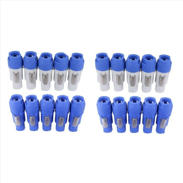 40 Piezas Conector Powercon Macho de 3 Pines NAC3FCB Conector Speakon 20A 250V Conector de Clavija de Alimentación de CA Azul y Gris