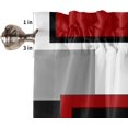 thumbnail image 5 of Red Gray Black Geometric Kitchen Curtains Set Valance Tier Curtains Set, Modern Abstract Art Aesthetics Farmhouse 3 Piece Set Rod Pocket Kitchen Window Short/Half/Small Curtain 27.5x24''''x2 Panels, 5 of 5