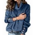 thumbnail image 2 of Women'S Oversized Chunky Pullover Sweaters Cowl Neck Long Sleeve Winter Slouchy Loose Knit Sweaters Blue 4XL, 2 of 8