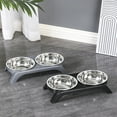 thumbnail image 2 of YOYAHATEM Elevated Cat Food Bowl Set with 2 Stainless Steel Bowls and Anti-Slip Stand for Indoor Cats and Puppies, Grey, 2 of 7