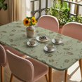 thumbnail image 3 of Sage Green Floral Table Cloths for 5 Foot Rectangle Tables, Vintage Spring Botanical Flowers Patio Waterproof Elastic Fitted Tablecloths, Washable Rectangular Table Cover for Camping, 3 of 8