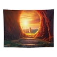 thumbnail image 5 of ONETECH BERRY Empty Tomb Tapestry Crucifixion Resurrection of Jesus Christ Holy Sunrise Religious Wall Hangings Cross Cave Easter Stone Wall Decor Large Tapestry for Bedroom Living Room Dorm, 5 of 7
