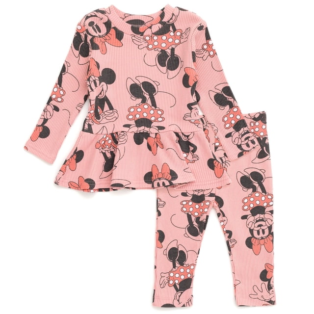Camiseta y pantalones Peplum de Outfit Disney Minnie Mouse para niñas pequeñas