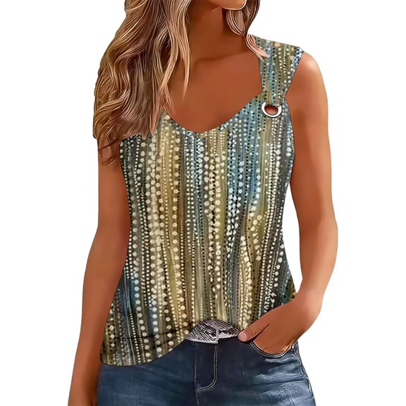 XMYRZ Tank Tops for Women 2026 Trendy Summer V Neck Sleeveless T Shirts Spring Clothes Casual Loose Blouses for Daily Going Out
