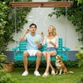thumbnail image 6 of KINGYES Outdoor Hanging Swing Chair, HDPE 3 Seats Porch Swing with Cup Holders, 660LBS Weight Capacity, Aruba, 6 of 9