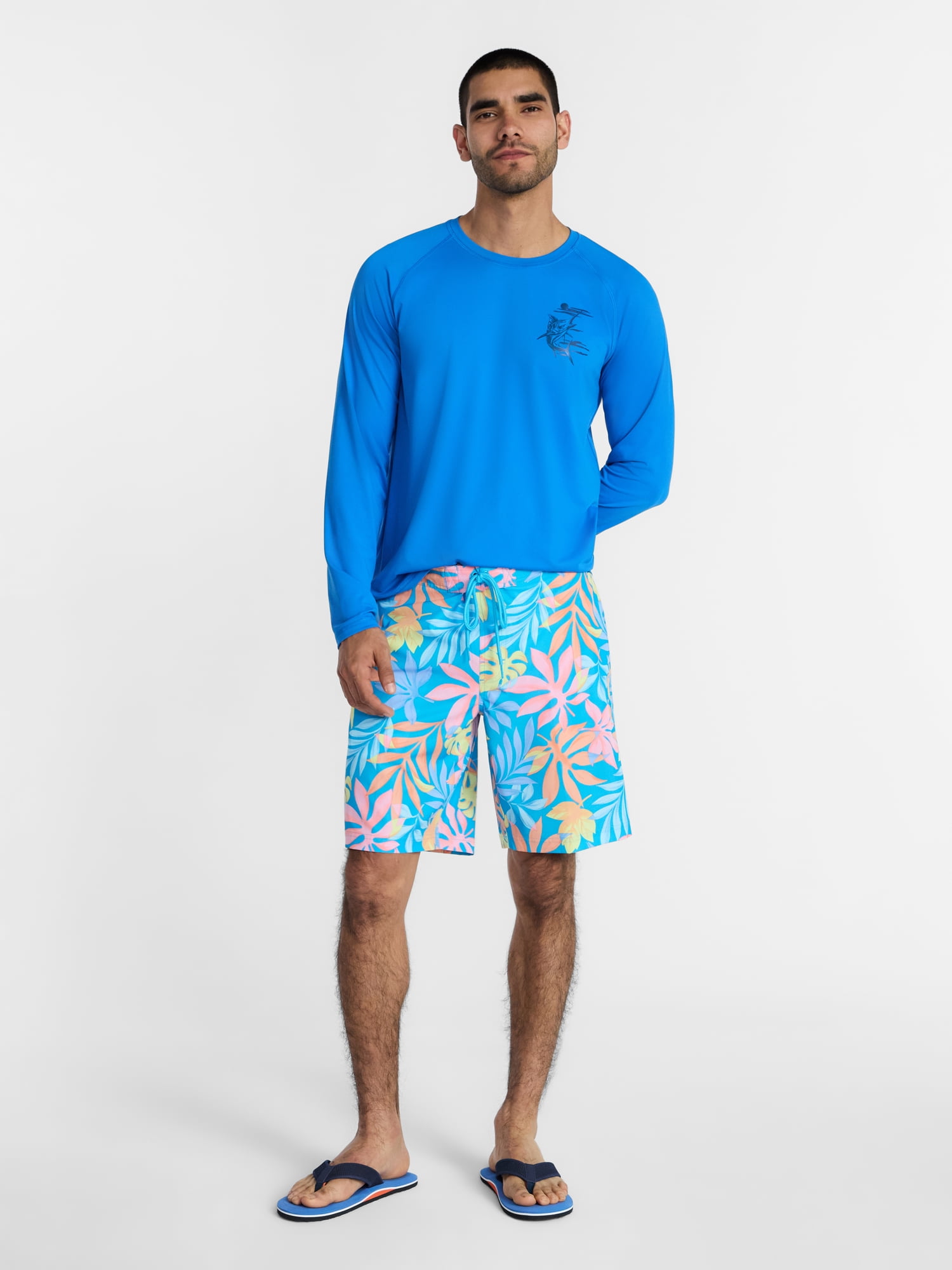 George Men's and Big Men's Printed Sun Shirt with Long Sleeves, UPF 50+, Sizes S-3XL