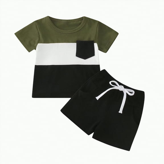 Toddler Clothes for Boys Kids Boy Children's Spring Summer Cotton Patchwork Printed Short-sleeved Sports 0 6 12 18 24 Months 2T 3T Outfits T-Shirt Tops & Shorts Sets 2PCS Set