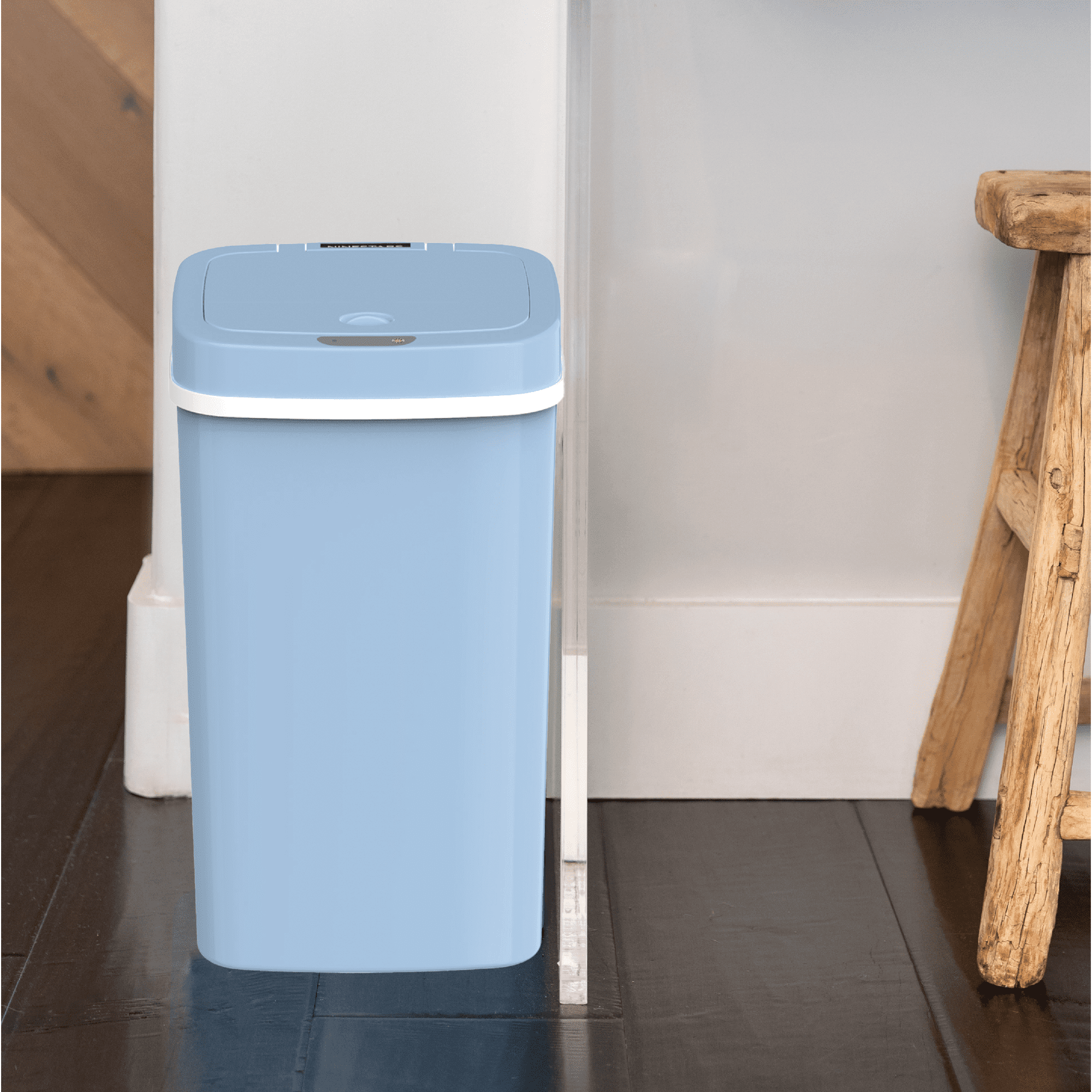 Nine Stars Automatic Nursery Trash Can, 4 Gallon Plastic, Motion Sensor Soft Close Lid Garbage Bin, Blue