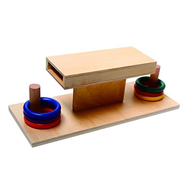 LEADER JOY Montessori Materials Slide Small Wooden Ring for Preschool Early Learning Tool