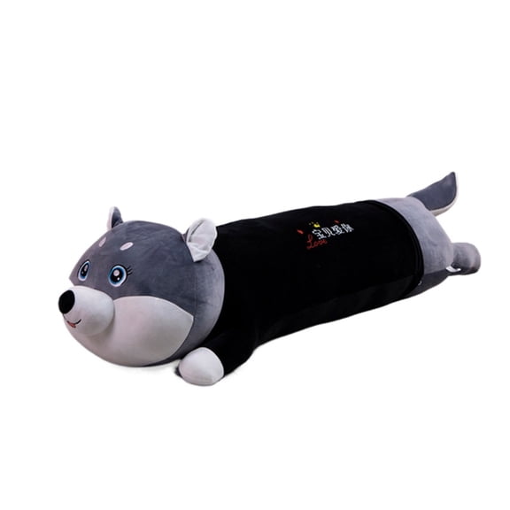 Large Husky Plush Pillow, Soft Dog Stuffed Animal, Cozy Hugging Plush Toy