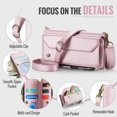 thumbnail image 4 of ELEHOLD for Samsung Galaxy Z Fold 6 Wallet Case,Support Wireless Charging PU Leather RFID Blocking Card Holder Kickstand Flip Shockproof Case with Crossbody/Wristlet Strap ,Pink, 4 of 9