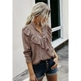 thumbnail image 3 of Hauts pour Femmes Décontracté Imprimé Floral Manches Longues Volanté Blouse Babydoll Ample Tunique, 3 of 7