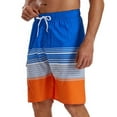thumbnail image 6 of Tisuna Men'S Swim Trunks Color Block Striped Print Drawstring Elastic Waist Straight Leg Swim Shorts Casual Classic Fit Gentleman Holiday Swim Wear Orange Size 40, 6 of 6