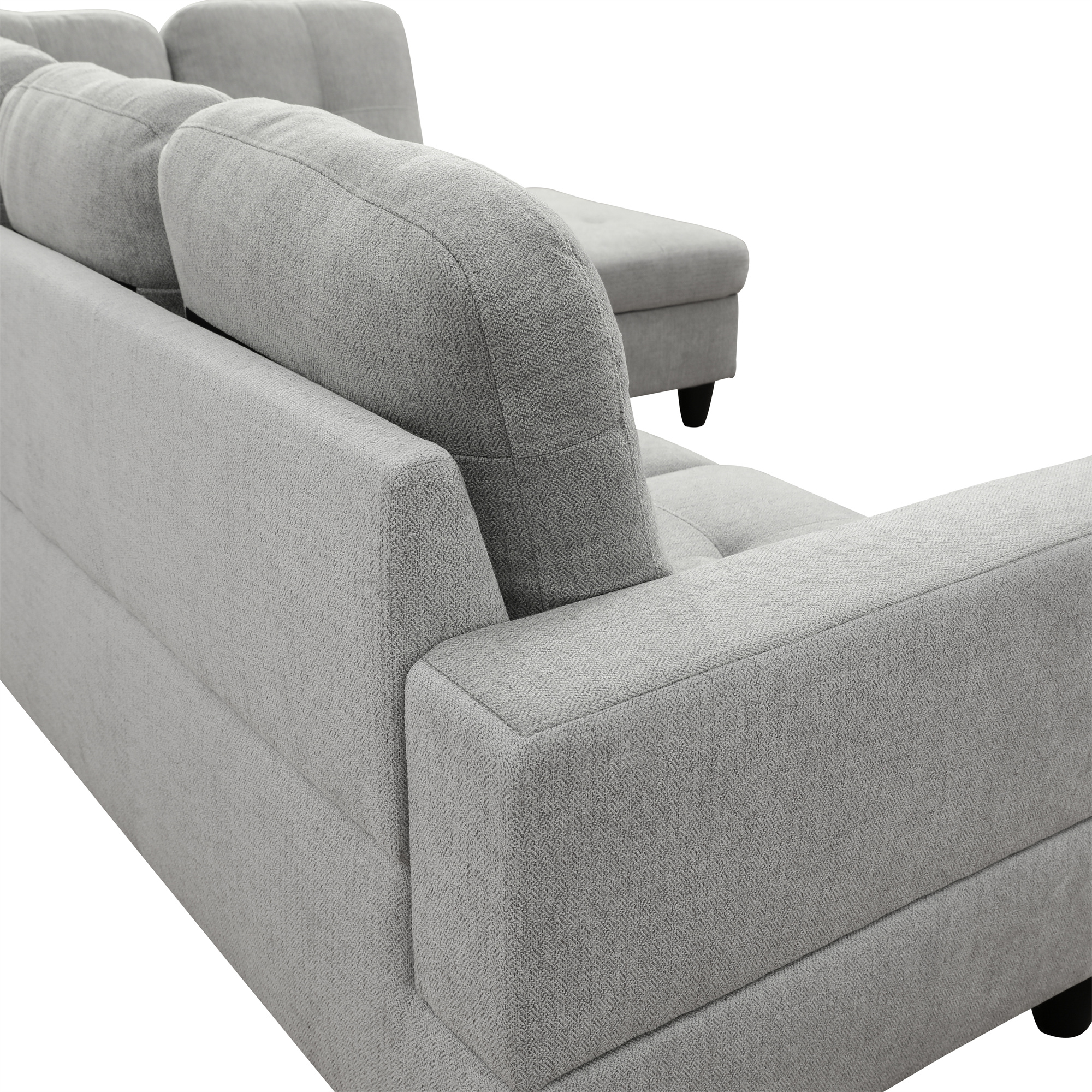Aukfa 103" Sectional Sofa with Storage Ottoman, L Shape Couch for Living Room, Left Facing Chaise, Flannel, Off White