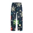 thumbnail image 5 of Women's Fashion Christmas Snowflakes Print Casual Pants with Drawstring Elastic Waist and Pockets, Comfortable Full Length Trousers for Winter Casual Wear,Navy,5XL, 5 of 6
