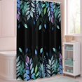 thumbnail image 5 of Shower Curtain Blue Purple Leaves Shower Curtains for Bathroom Decor, Waterproof Polyester Shower Curtain Set with Hooks, Small Stall Size 36" x 72" Leaf Branch Black, 5 of 9