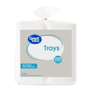 Great Value Foam Charola Trays, White, 200 Count