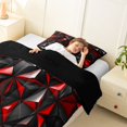 thumbnail image 4 of Manfei 3D Geometric Triangle Twin Comforter Sets, Red Black Bedding Set, Black Reversible 2 Pieces, 1 Comforter and 1 Pillowcase, 4 of 6