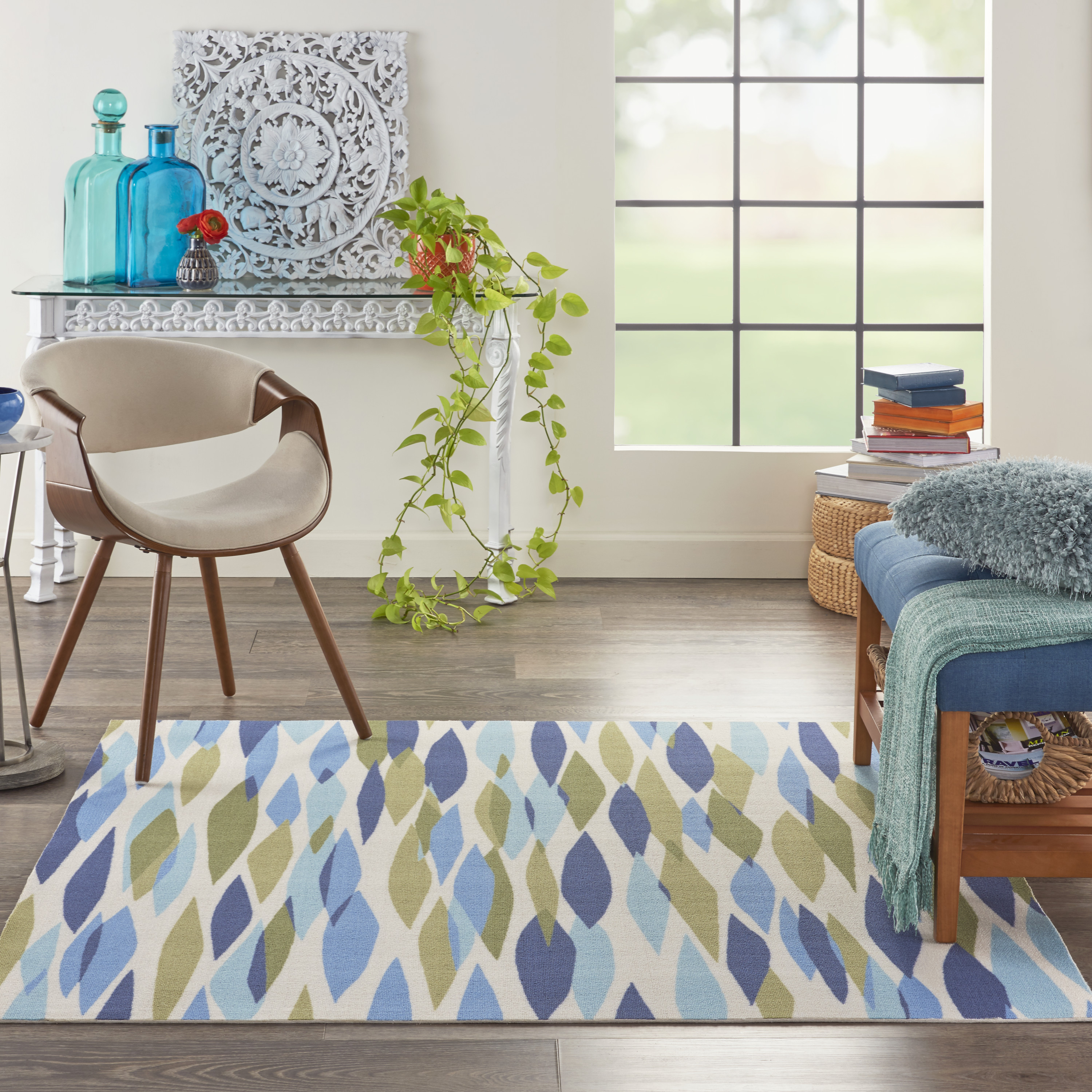 Waverly Sun N' Shade Abstract Seaglass Area Rug