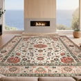 thumbnail image 2 of Design&I 8'x10' Washable Area Rug Vintage Boho Ornate Bordered Symmetry Distressed Scroll Border for Living Room, Family Extra Large Skid-Resistant Low Profile, 2 of 7