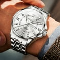 thumbnail image 4 of OLEVS Watches for Men Business Dress Analog Quartz Date Stainless Steel Easy Read Waterproof Luminous Luxury Casual Mens Wrist Watches Reloj Para Hombre Gold/Silver/Blue, 4 of 13