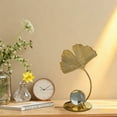 thumbnail image 5 of Tyidzon Metal Jewelry Ginkgo Crystal Ball Base Art Gold Statue Leaf Line Sculpture Decoration Sculpture, Modern Creative Home Decor Accents Statue for Home Office Desk Bookshelf, 5 of 6