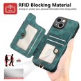 thumbnail image 5 of for iPhone 12 Phone Case Wallet with Card Holder,PU Leather Flip Folio Case,RFID Blocking Ring Holder Kickstand Wrist Strap Magnetic Protective Women Men Cover,Green,For iPhone 12, 5 of 11
