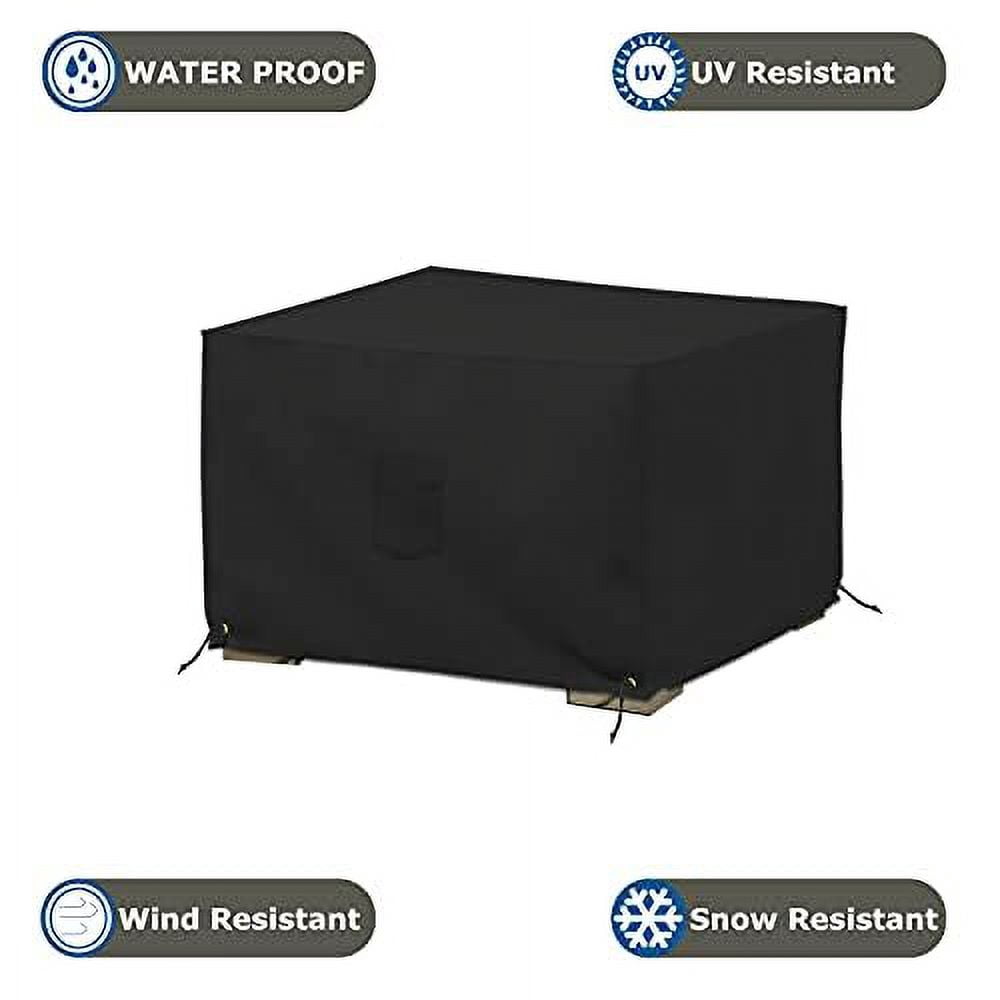 Covers & All Square Ottoman Cover, Waterproof UV & Weather Resistant, 30" L x 30" W x 18" H, Black