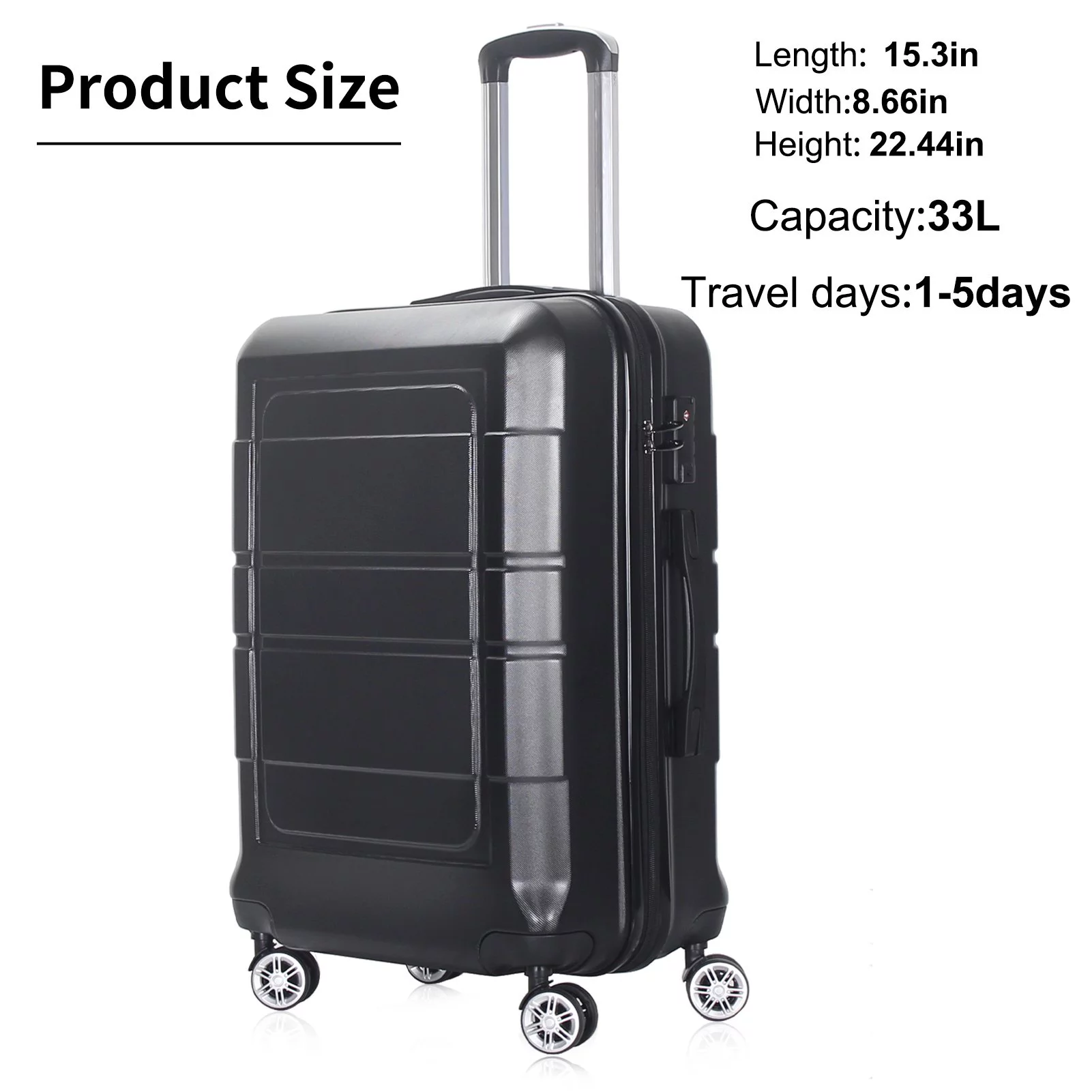 20” Carry - On Rolling Hardside Spinner Luggage - Black - Walmart.com