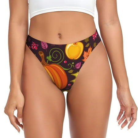Sigee Autumn Harvest Pumpkin Joy for Women s G-String Sexy  Low Rise  Soft Lace Perfect for Special Occasions-Large