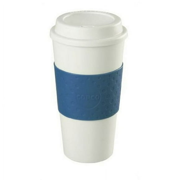Copco Acadia 16 oz Double Wall Insulated Travel Mug with Non-Slip Sleeve, Blue