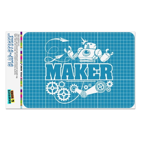 Maker Blueprint Design with Robot and Gears Home Business Office Sign